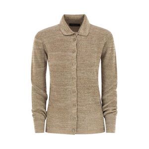 FABIANA FILIPPI Ribbed Knit Collared Cardigan Women Beige Sweaters & Knitwear